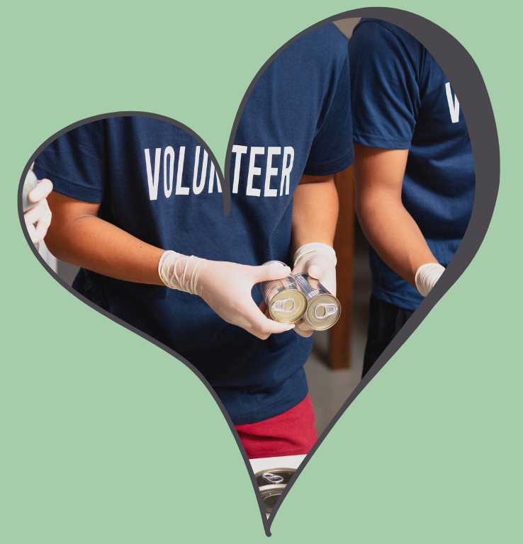 volunteer in a heart frame