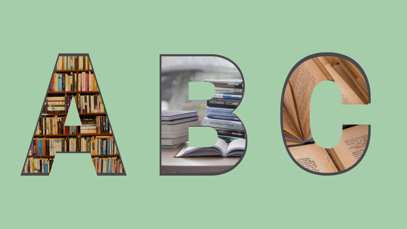 abc letters with books inside