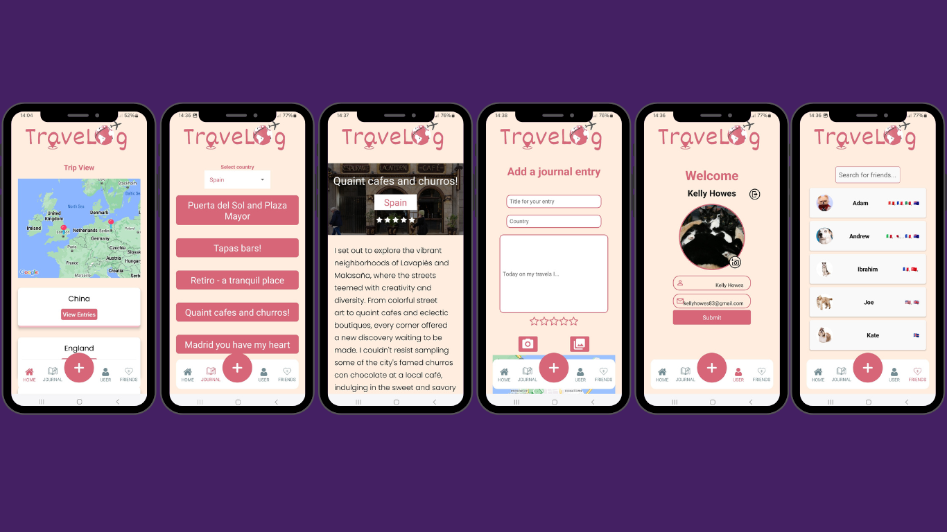 Preview of Travelog app