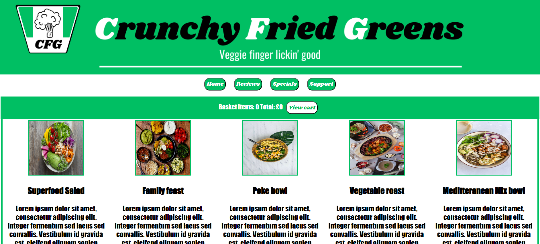 Preview of restaurant site